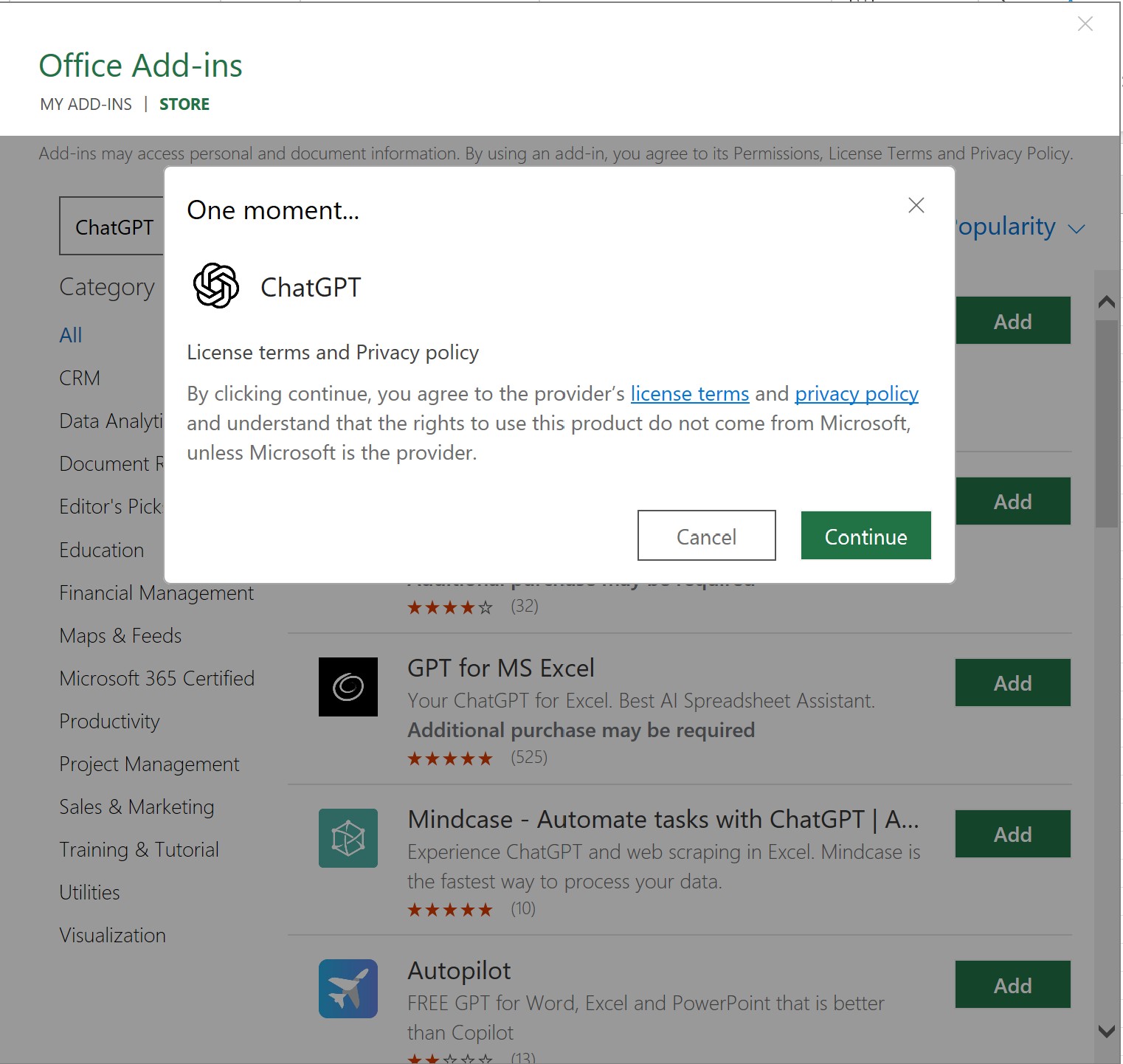 Install ChatGPT and Continue