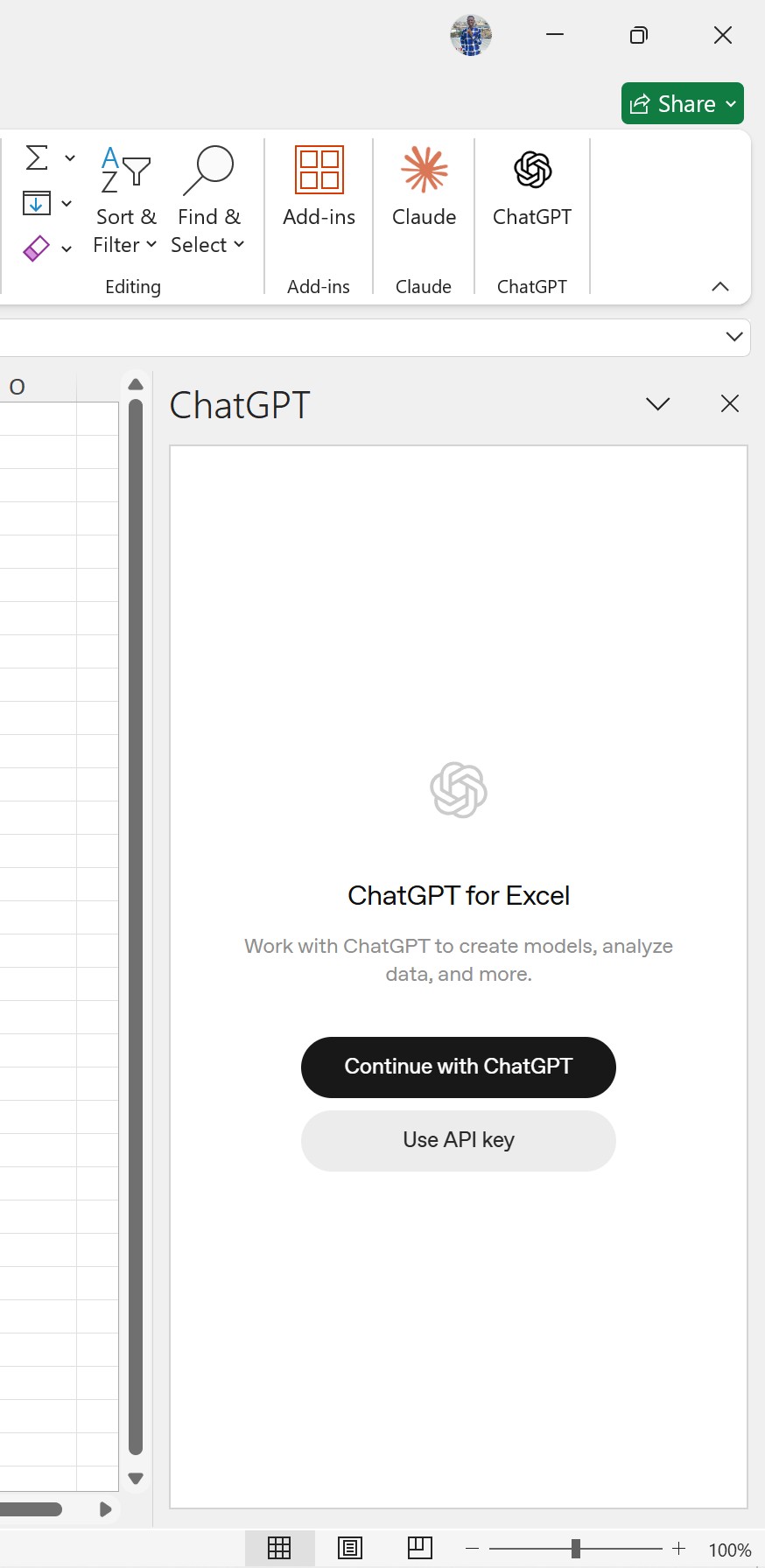 Continue with ChatGPT button