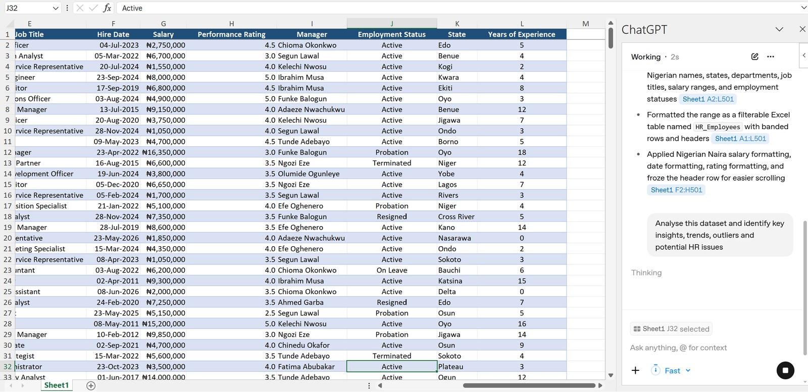 Analyse the dataset with ChatGPT